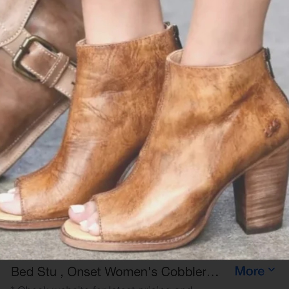 EUC Bed Stu Onset Tan Leather open toe bootie